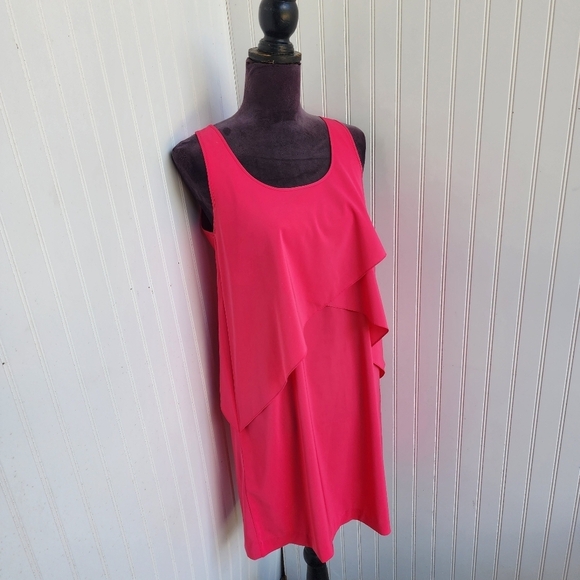 Ann Taylor Women's Tiered Hot Pink Sleeveless Layered Dress Size 6 - Picture 2 of 13